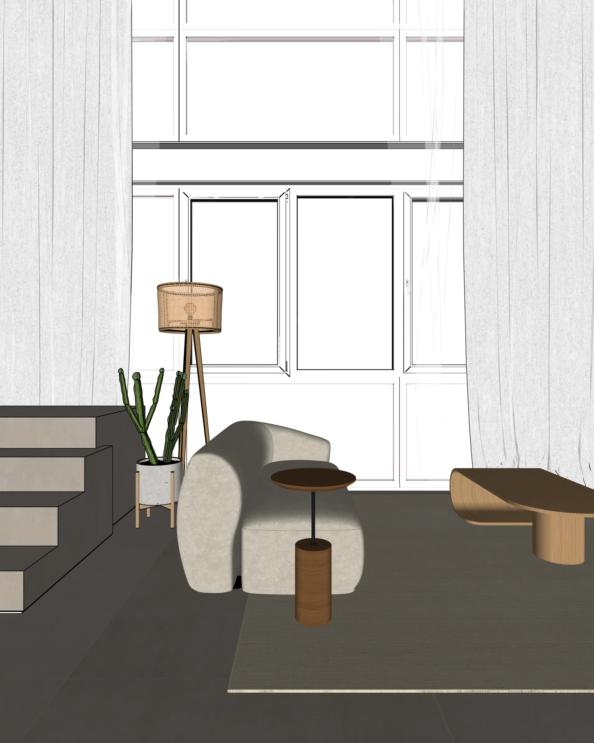SketchUp print before AI rendering